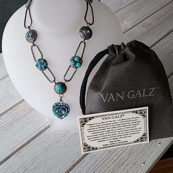 VAN GALZ Jewelry - Aqua Swarovski Crystal/Turq SP ❤️ NECKLACE
